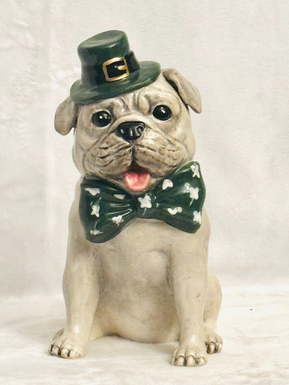 Blue Sky Clayworks 2021 St Patrick's Day Pug Dog Statue Figurine Heather Goldmin